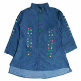 Girls Embroidered Denim Shirt - Dark Blue, Kids, Tops, Chase Value, Chase Value