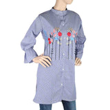 Women's Embroidered Kurti With Front Button - Blue, Women's Fashion, Chase Value, Chase Value