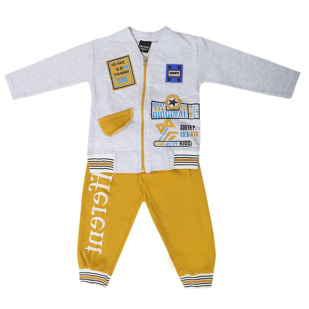 Boys Full Sleeves 3Pcs Suit 1915 - Mustard, Kids, Boys Sets And Suits, Chase Value, Chase Value