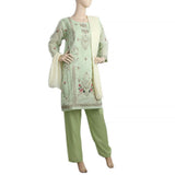 Women's Paper Cotton 03 Pcs Stitched Suit - 05 - Green, Women, Shalwar Suits, Chase Value, Chase Value