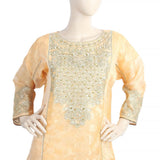 Women's Embroidered Organza Jacquard 3 Pcs Stitched Suit - Orange, Women, Shalwar Suits, Chase Value, Chase Value