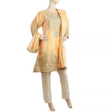 Women's Embroidered Organza Jacquard 3 Pcs Stitched Suit - Orange, Women, Shalwar Suits, Chase Value, Chase Value