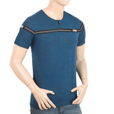 Men's Half Sleeves Round Neck T-Shirt - Steel Blue, Men, T-Shirts And Polos, Chase Value, Chase Value