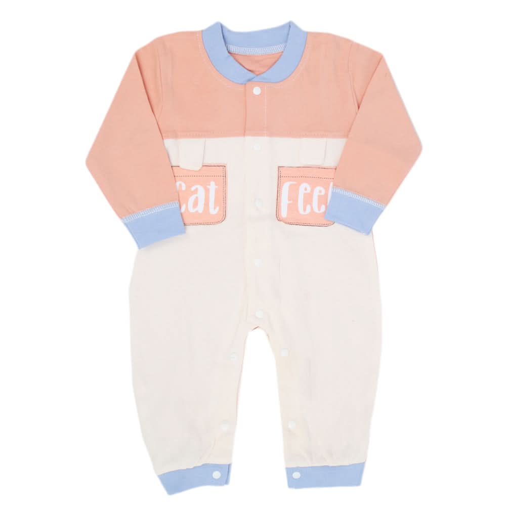 Newborn Boys Full Sleeves Romper - Peach, Kids, New Born Boys Rompers, Chase Value, Chase Value