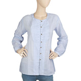 Women's Full Sleeves Western Top - Light Blue, Women, T-Shirts And Tops, Chase Value, Chase Value