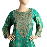 Women's Embroidered Organza Jacquard 3 Pcs Stitched Suit - Green, Women, Shalwar Suits, Chase Value, Chase Value