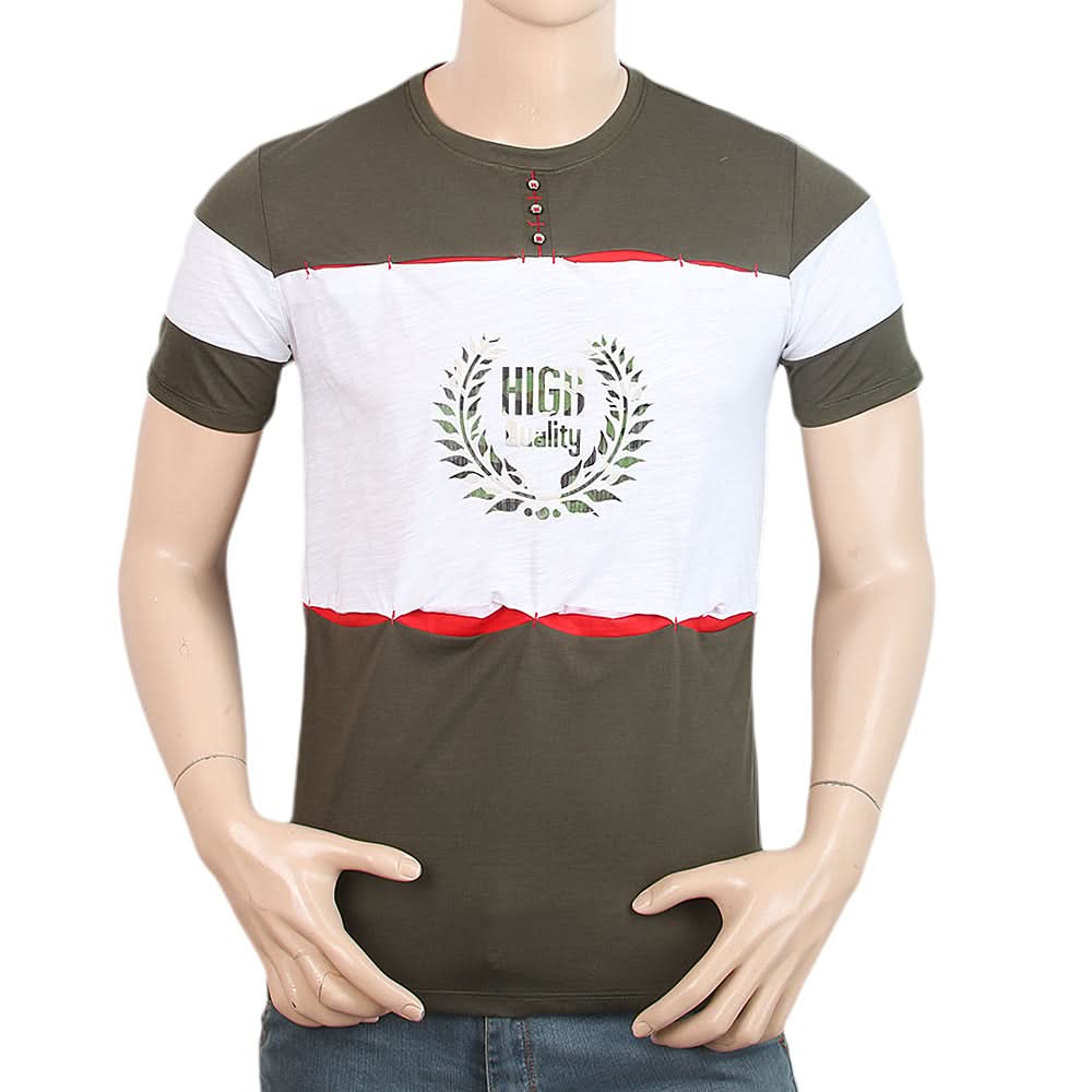Men's Half Sleeves Round Neck T-Shirt - Green, Men, T-Shirts And Polos, Chase Value, Chase Value