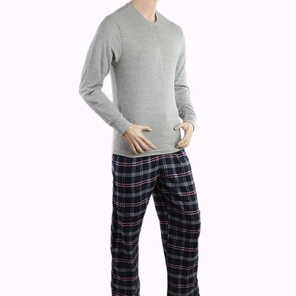 Men's Thermal Sleepwear 2 Pcs Set - Grey Blue, Men, Nightwear, Chase Value, Chase Value