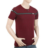 Men's Half Sleeves Round Neck T-Shirt - Maroon, Men, T-Shirts And Polos, Chase Value, Chase Value