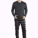 Men's Thermal Sleepwear 2 Pcs Set - Light Grey Navy Blue, Men, Nightwear, Chase Value, Chase Value