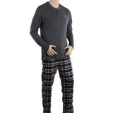 Men's Thermal Sleepwear 2 Pcs Set - Light Grey Navy Blue, Men, Nightwear, Chase Value, Chase Value
