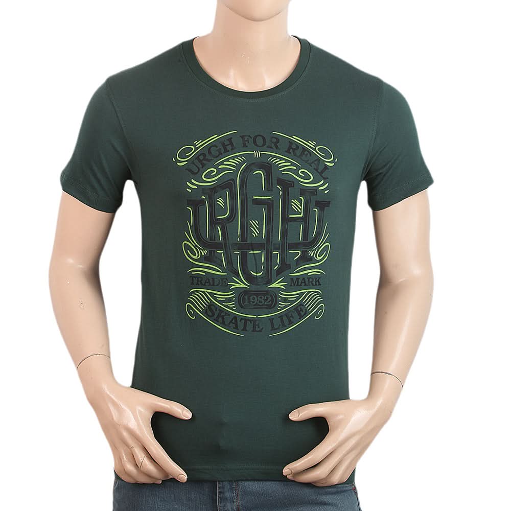 Men's T-Shirt Round Neck Half Sleeves - Green, Men, T-Shirts And Polos, Chase Value, Chase Value
