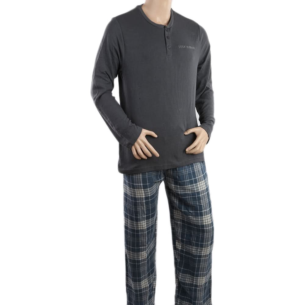 Men's Thermal Sleepwear 2 Pcs Set - Light Grey Blue, Men, Nightwear, Chase Value, Chase Value