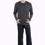 Men's Thermal Sleepwear 2 Pcs Set - Dark Grey Navy Blue, Men, Nightwear, Chase Value, Chase Value
