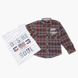 Boys Full Sleeves 2Pcs Shirt - Brown, Boys Shirts, Chase Value, Chase Value