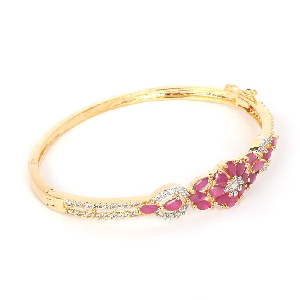 Women's American Diamond Kara Bracelet - Golden Maroon, Women, Bangles & Bracelets, Chase Value, Chase Value