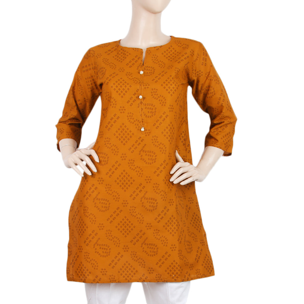 Women's Printed Kurti - Mustard - C, Women, Ready Kurtis, Chase Value, Chase Value