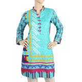 Women's Digital Printed Kurti - Cyan, Women, Ready Kurtis, Chase Value, Chase Value
