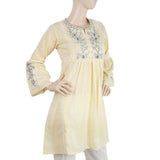 Women's Embroidered Kurti With Front Lace - Yellow, Women, Ready Kurtis, Chase Value, Chase Value