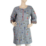 Women's Embroidered Kurti - Steel Blue, Women, Ready Kurtis, Chase Value, Chase Value