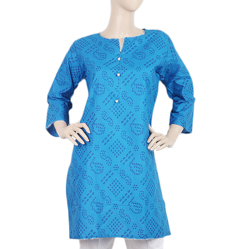 Women's Printed Kurti - Blue - C, Women, Ready Kurtis, Chase Value, Chase Value