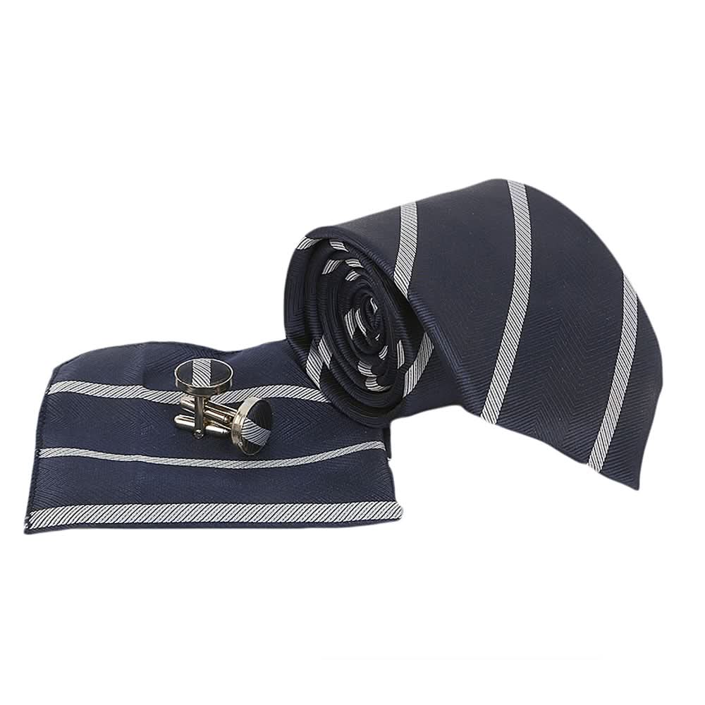 Men's Tie and Cufflink Gift Set - Navy Blue, Men, Mens Tie, Chase Value, Chase Value
