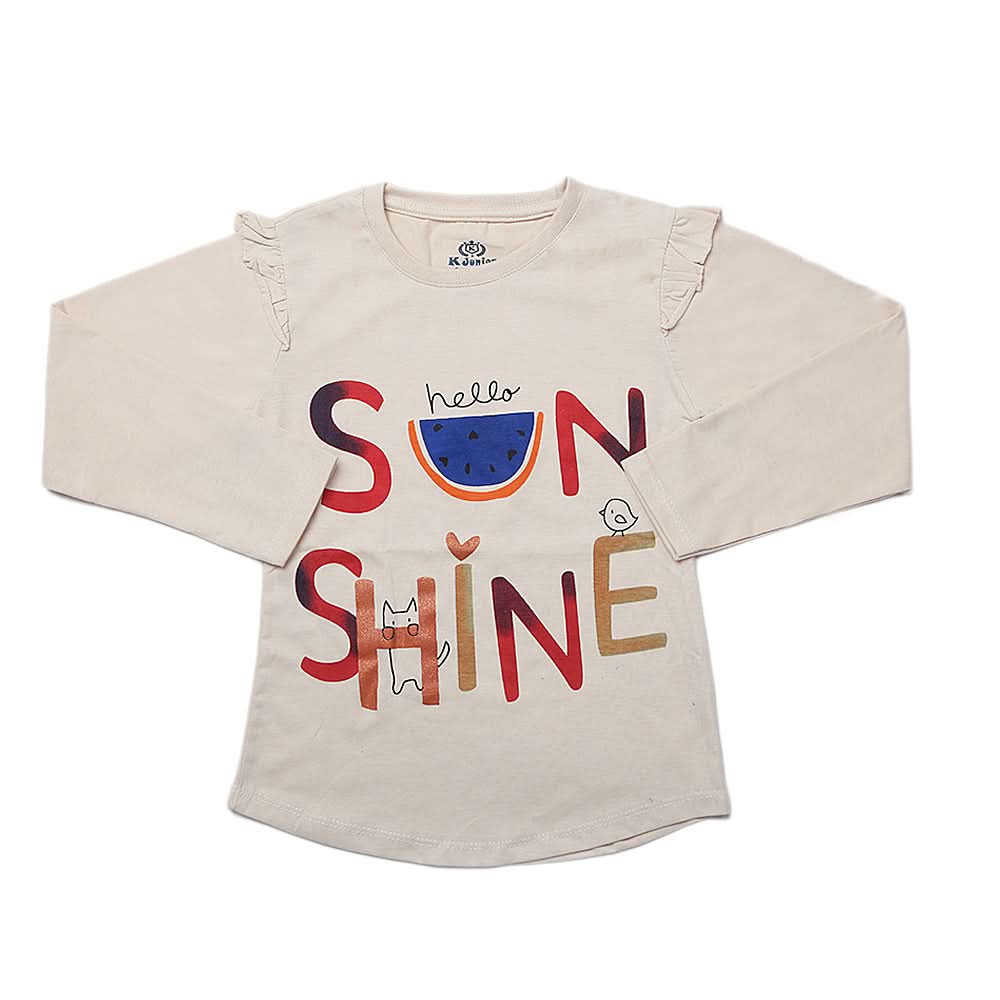 Girls Full Sleeves Jersey T-Shirt - Fawn, Kids, Girls T-Shirts, Chase Value, Chase Value