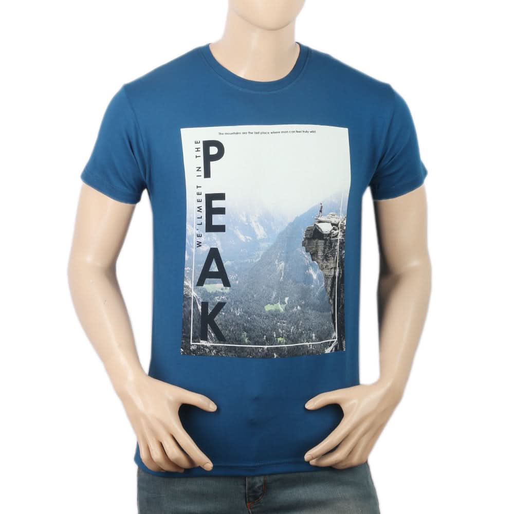 Men's Half Sleeves T-Shirt - Steel Blue, Men, T-Shirts And Polos, Chase Value, Chase Value