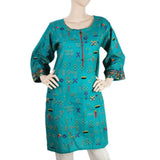 Women's Embroidered Kurti - Dark Green, Women, Ready Kurtis, Chase Value, Chase Value