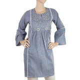 Women's Embroidered Kurti With Front Lace - Navy Blue, Women, Ready Kurtis, Chase Value, Chase Value