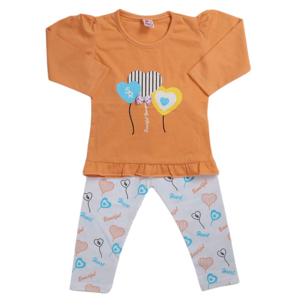 Girls Pajama Suit - Peach, Kids, Girls Sets And Suits, Chase Value, Chase Value