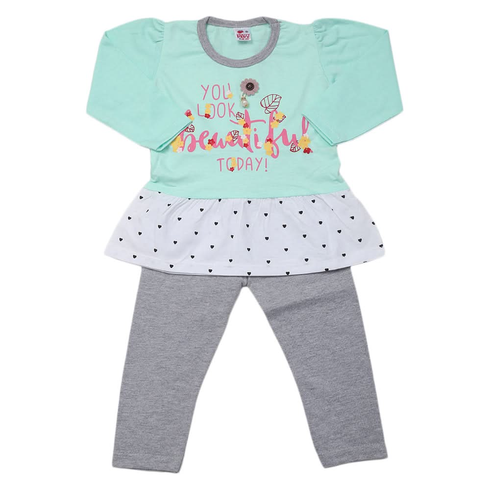 Girls Pajama Suit - Cyan, Kids, Girls Sets And Suits, Chase Value, Chase Value