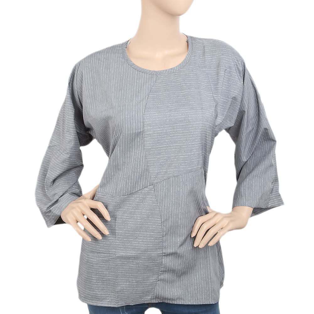Women's Front Belt Western Top - Grey, Women, T-Shirts And Tops, Chase Value, Chase Value