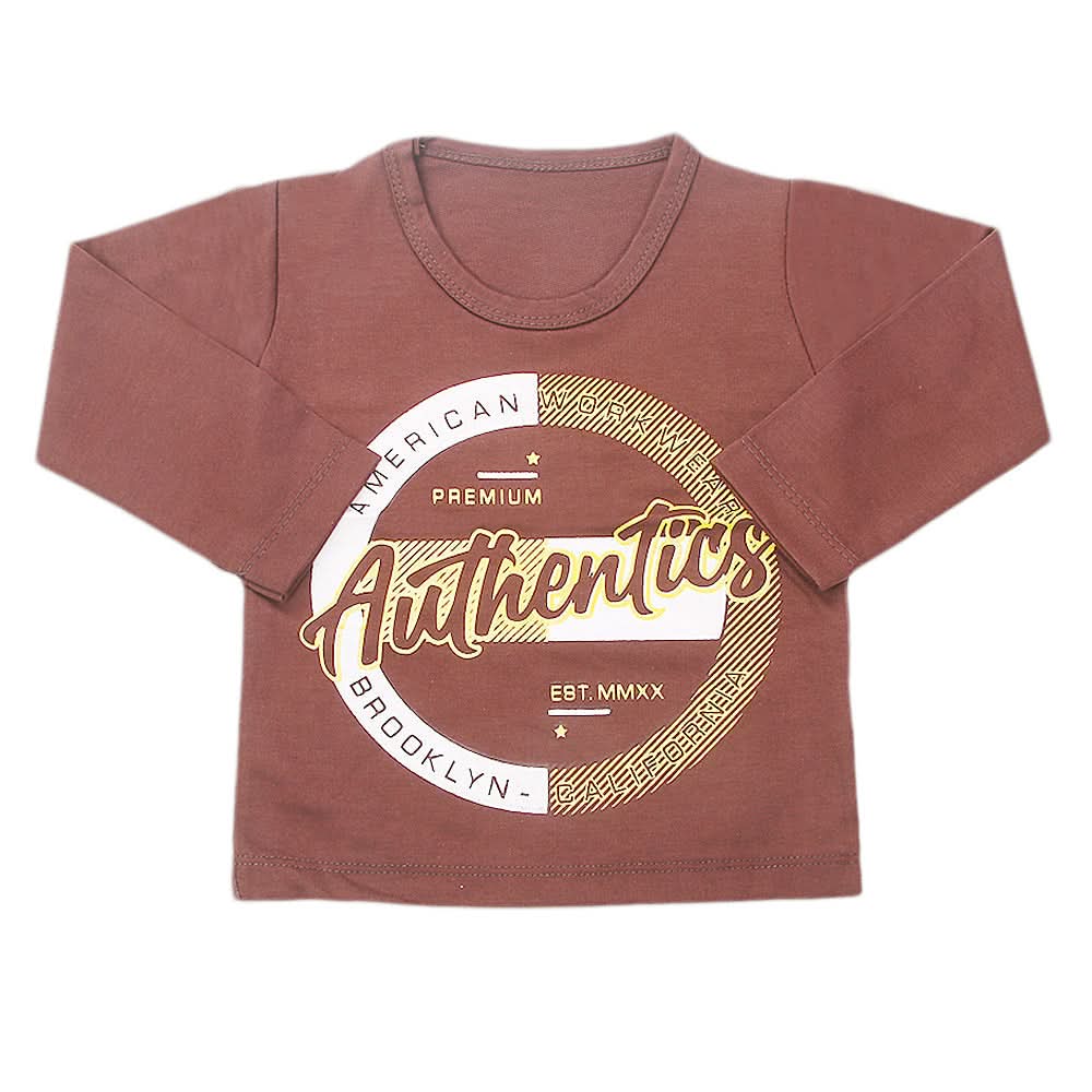 Boy's Full Sleeves T-Shirt 8757 - Brown, Kids, Boys T-Shirts, Chase Value, Chase Value
