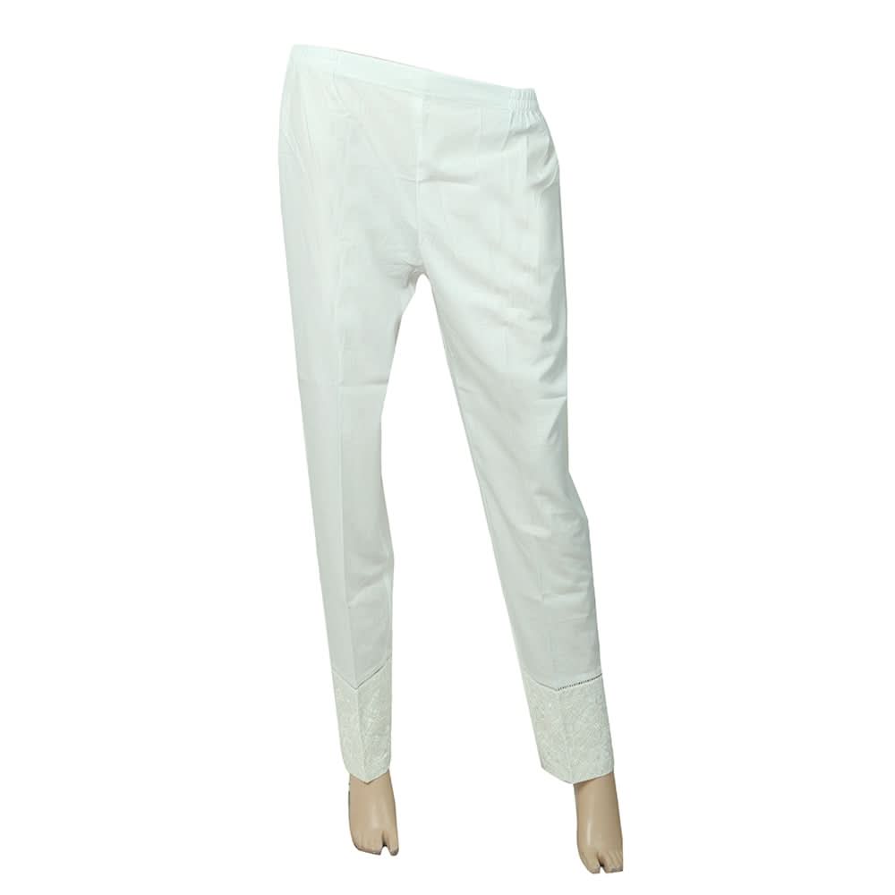 Women's Embroidered Trouser - White, Women, Pants & Tights, Chase Value, Chase Value