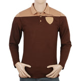 Men's Full Sleeves Embroidered Polo Shirt - Brown, Men, T-Shirts And Polos, Chase Value, Chase Value