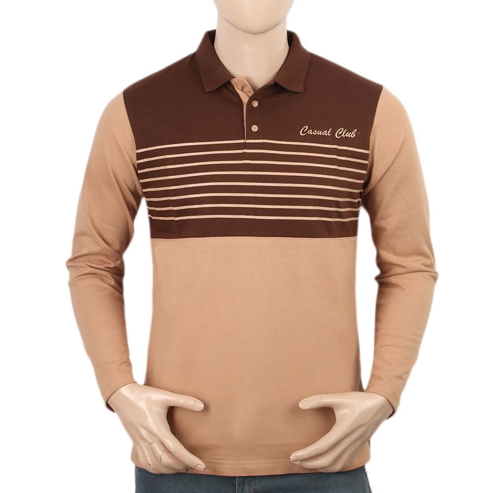 Men's Full Sleeves Polo T-Shirt - Dark Brown, Men's T-Shirts & Polos, Chase Value, Chase Value