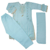 Girls Embroidered 3Pcs Shalwar Suit - Blue, Kids, Girls Sets And Suits, Chase Value, Chase Value