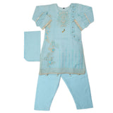 Girls Embroidered 3Pcs Shalwar Suit - Blue, Kids, Girls Sets And Suits, Chase Value, Chase Value