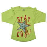 Girls Full Sleeves Jersey T-Shirt - Light Green, Kids, Girls T-Shirts, Chase Value, Chase Value