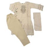 Girls Embroidered 3Pcs Shalwar Suit - Beige, Girls Shalwar Kameez, Chase Value, Chase Value