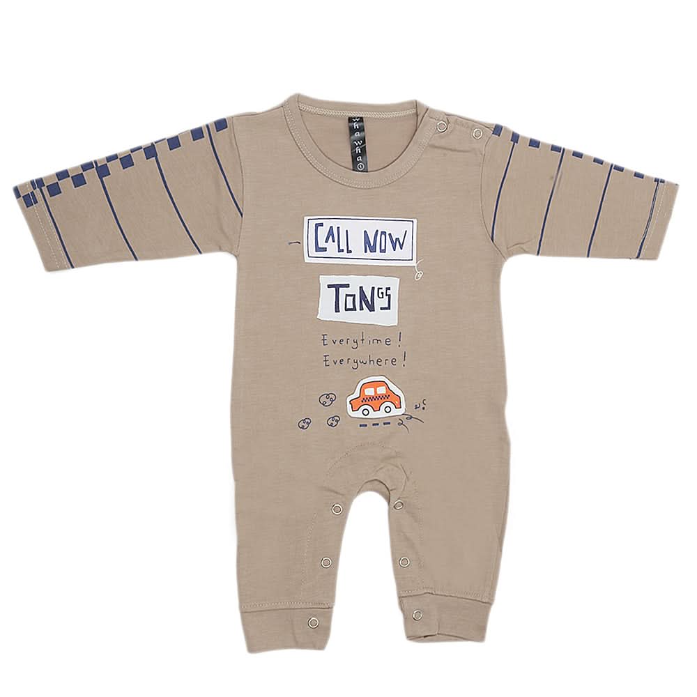 Newborn Boys Full Sleeves Romper - Light Brown, Kids, New Born Boys Rompers, Chase Value, Chase Value
