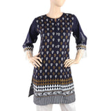 Women's Printed Kurti With Lace - Navy Blue, Women, Ready Kurtis, Chase Value, Chase Value