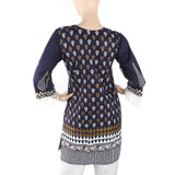 Women's Printed Kurti With Lace - Navy Blue, Women, Ready Kurtis, Chase Value, Chase Value