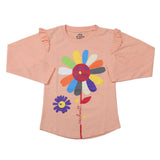 Girls Full Sleeves Jersey T-Shirt - Peach, Kids, Girls T-Shirts, Chase Value, Chase Value