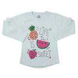 Girls Full Sleeves Jersey T-Shirt - Cyan, Kids, Girls T-Shirts, Chase Value, Chase Value
