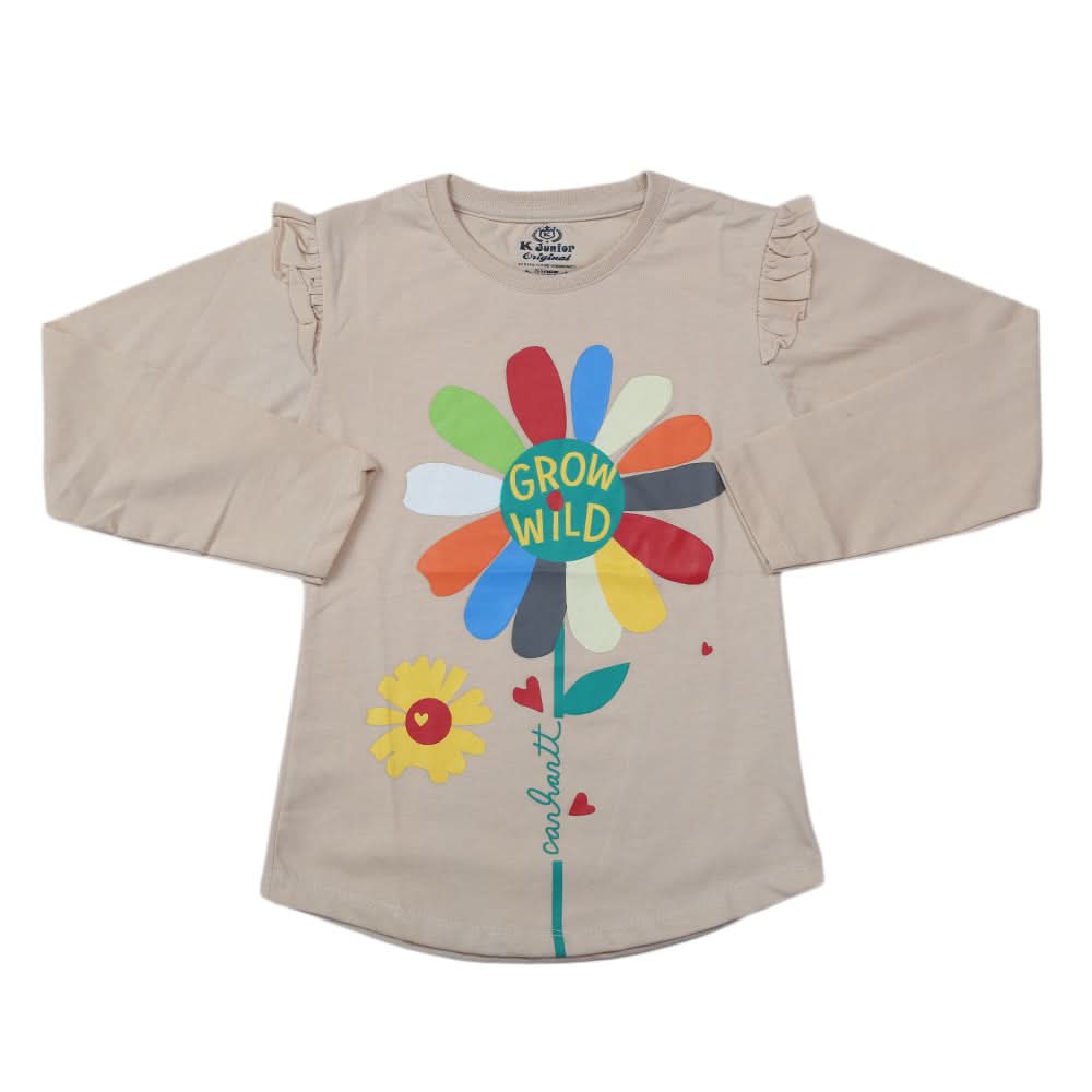 Girls Full Sleeves Jersey T-Shirt - Fawn, Kids, Girls T-Shirts, Chase Value, Chase Value