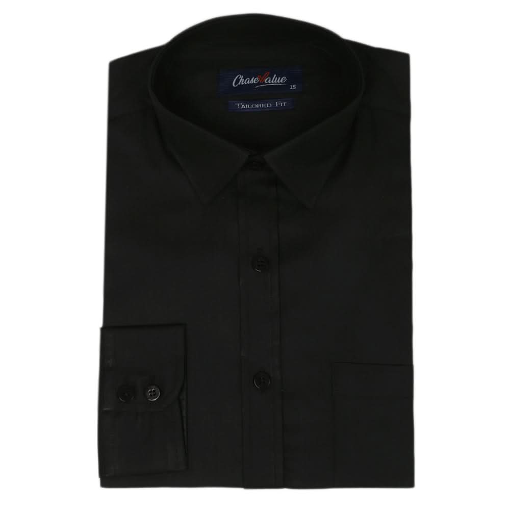 Men's Formal Shirt Plain 4405 - Black, Men, Shirts, Chase Value, Chase Value