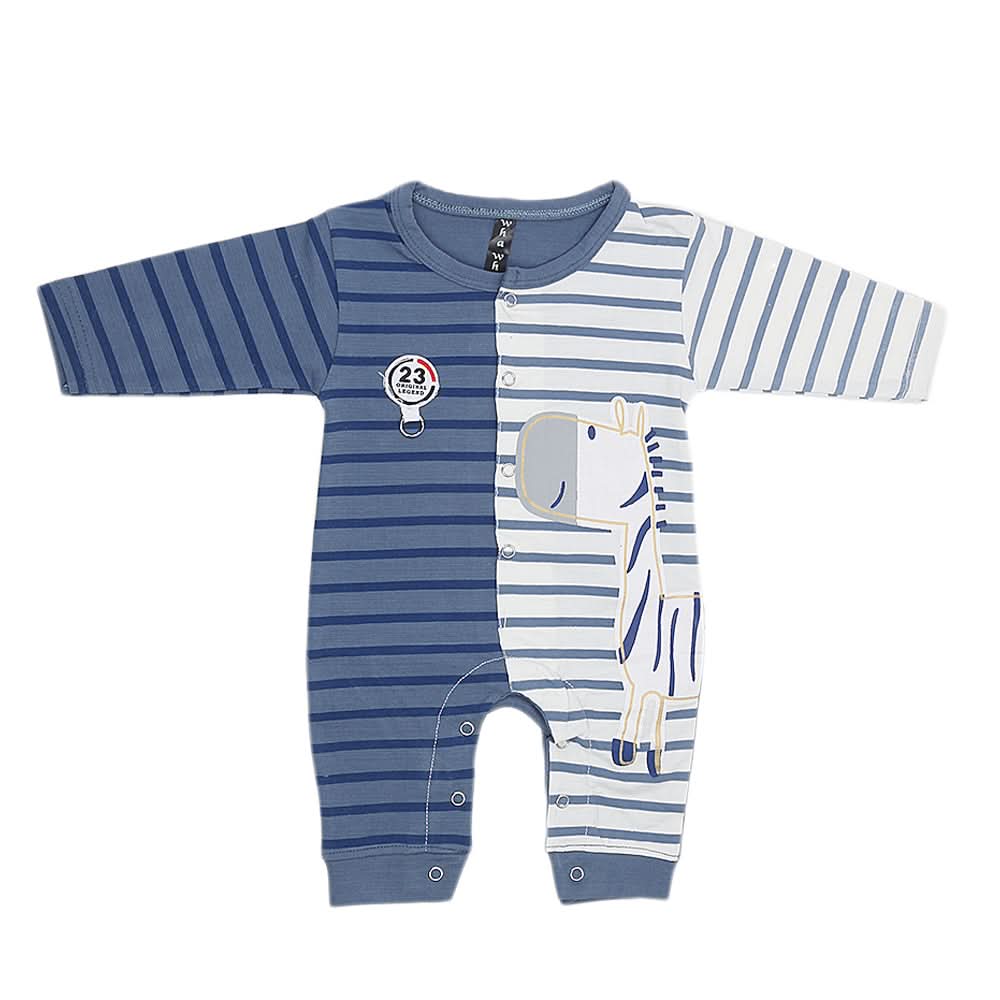 Newborn Boys Full Sleeves Romper - Steel Blue, Kids, New Born Boys Rompers, Chase Value, Chase Value