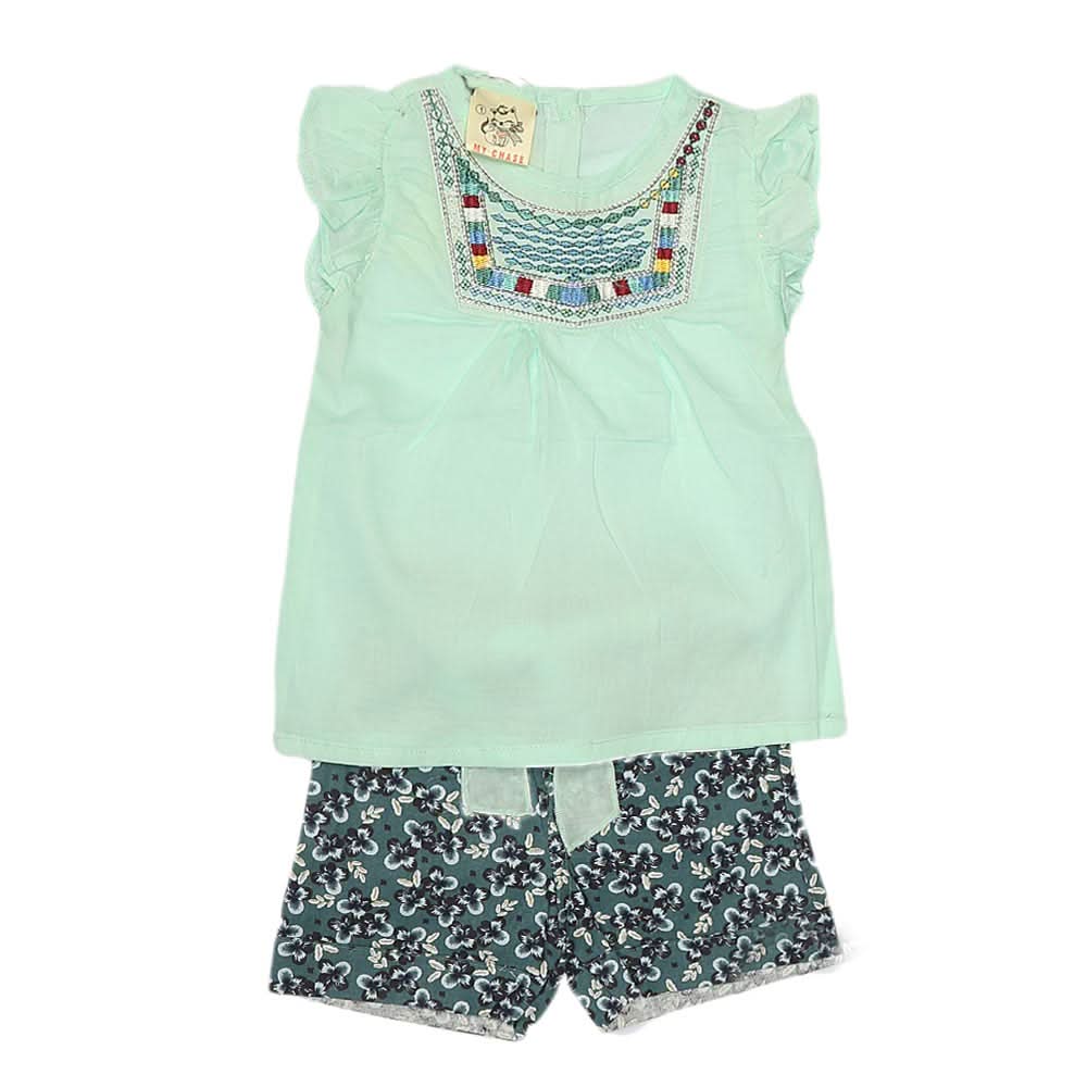 Newborn Baby Suit 2Pcs - Sea Green, Kids, NB Boys Sets And Suits, Chase Value, Chase Value